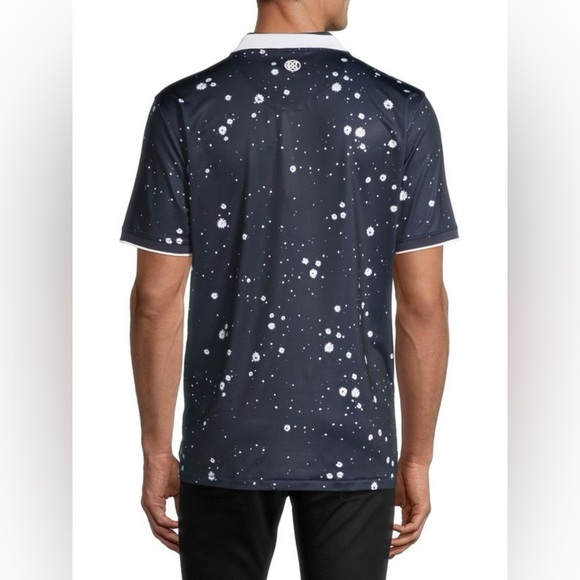 G/FORE Navy Splatter Print Short Sleeve Golf Polo Extra Large - Picture 2 of 11